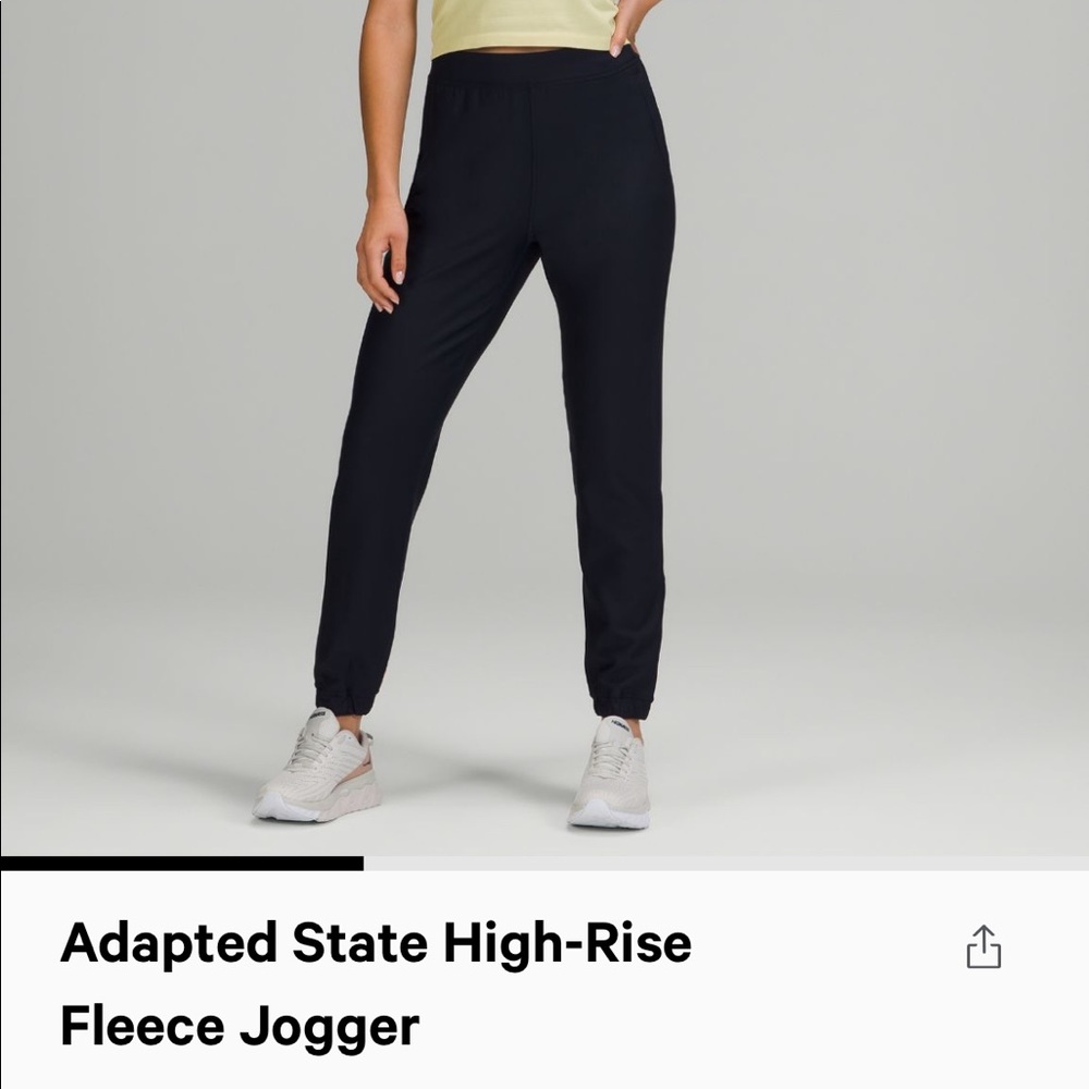 Lululemon adapted stated high rise fleece jogger, black, size 4